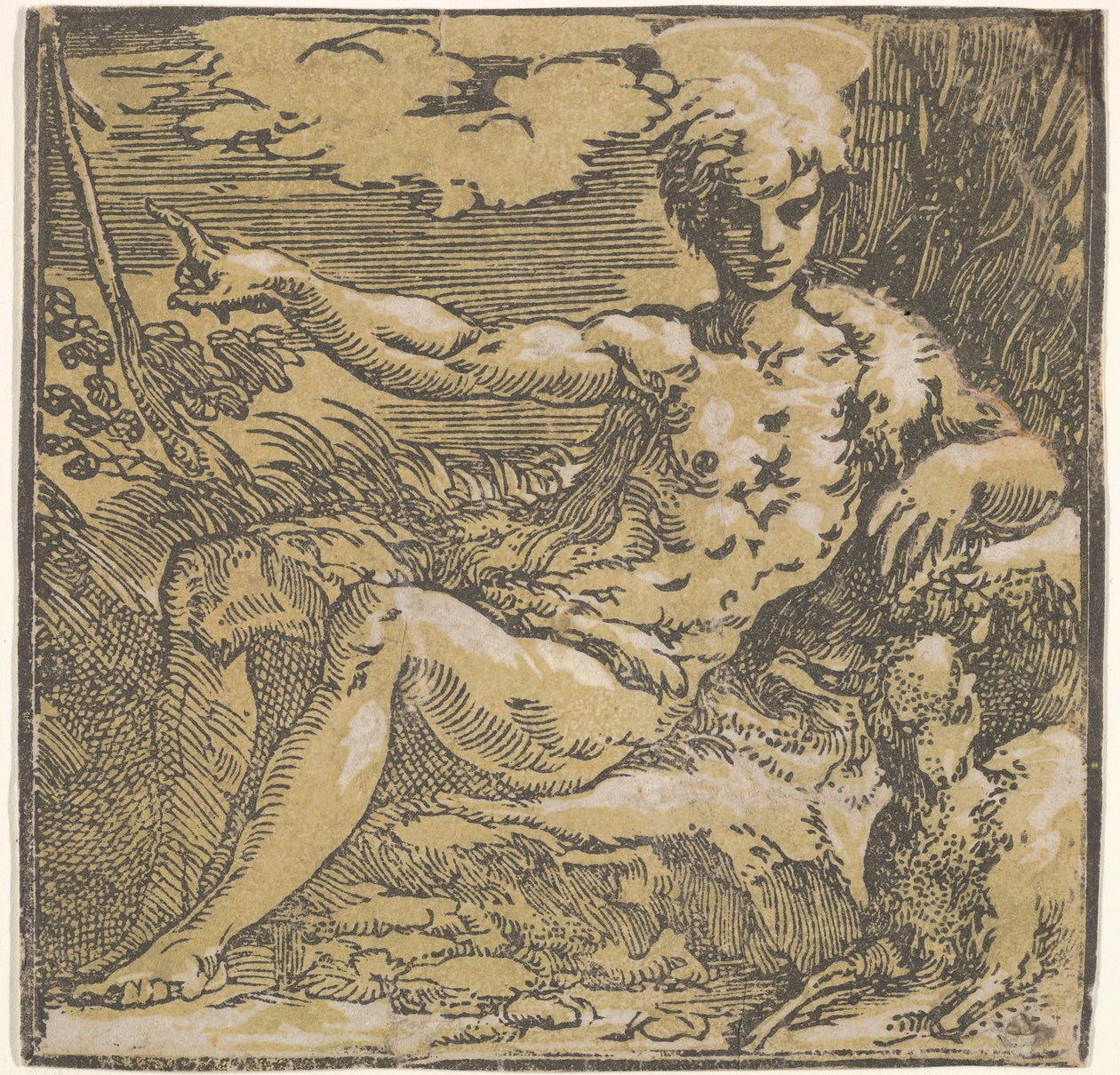 San Juan Bautista en el desierto, con un cordero a su lado, ca. 1527-30 de Antonio da Trento