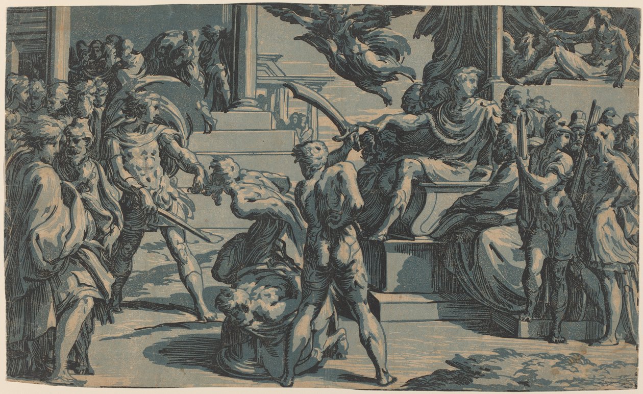 El martirio de los santos Pedro y Pablo de Antonio da Trento, after Parmigianino