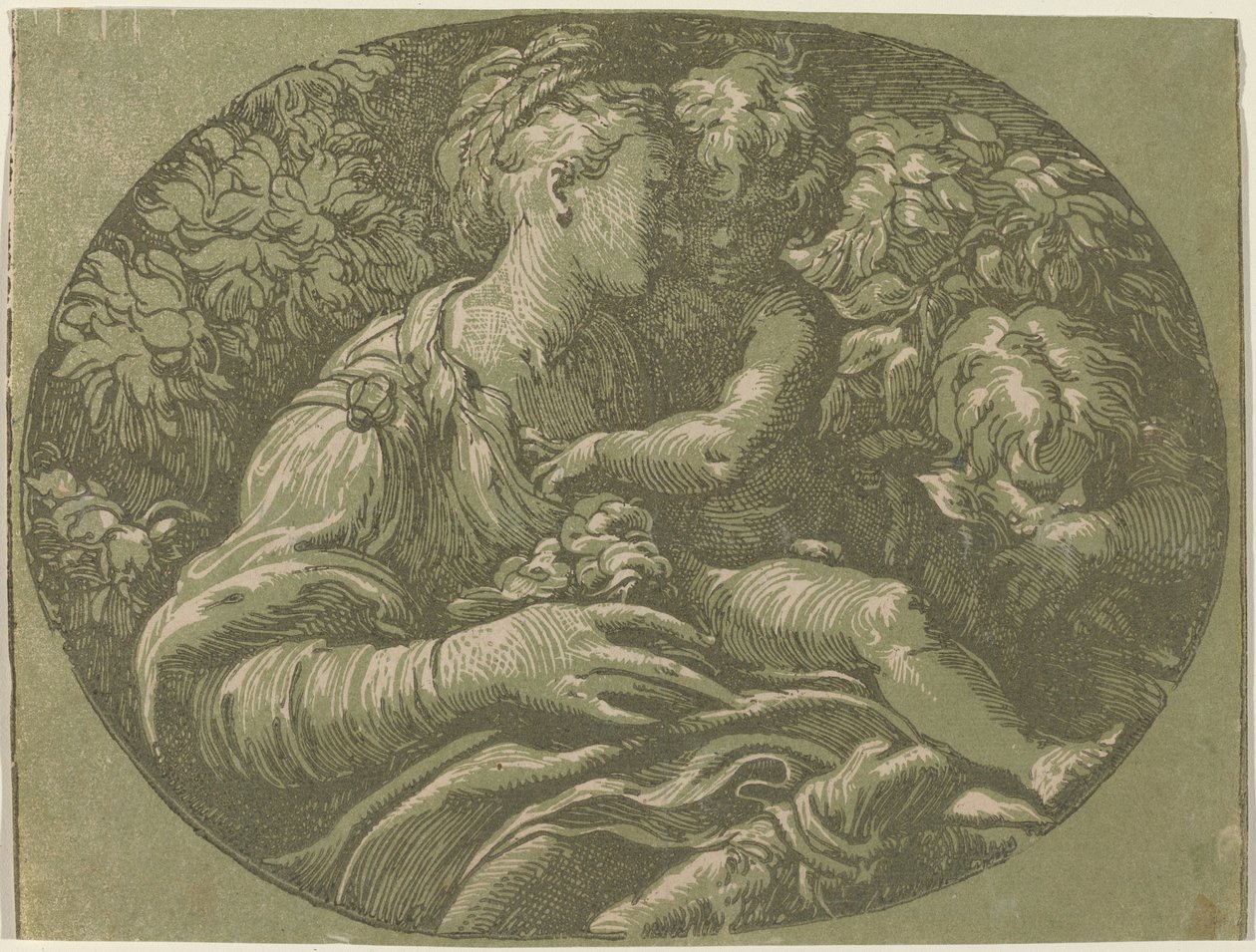La Virgen con la rosa de Antonio da Trento after Parmigianino