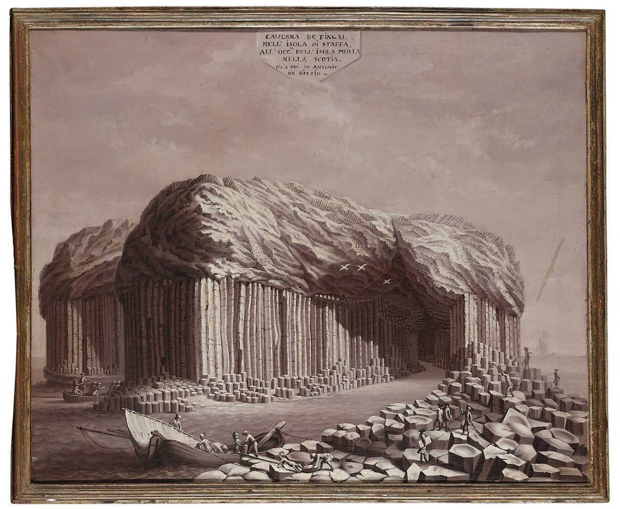Cueva de Fingal, Escocia (óleo sobre lienzo) de Antonio de Bittio