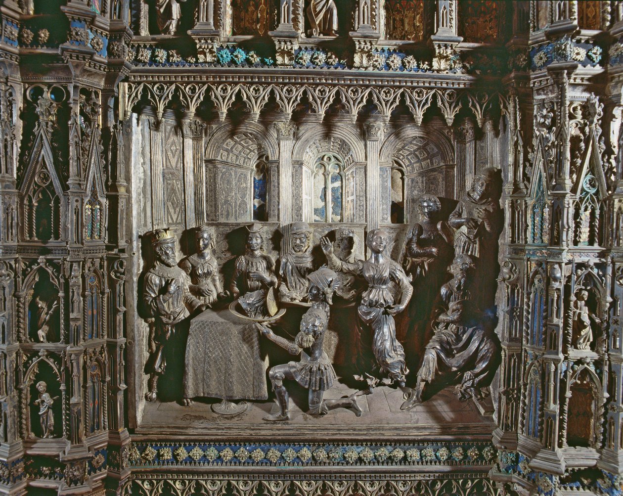 Fiesta de Herodes, con la danza de Salomé, Altar de Argento, 1478 de Antonio di Salvi