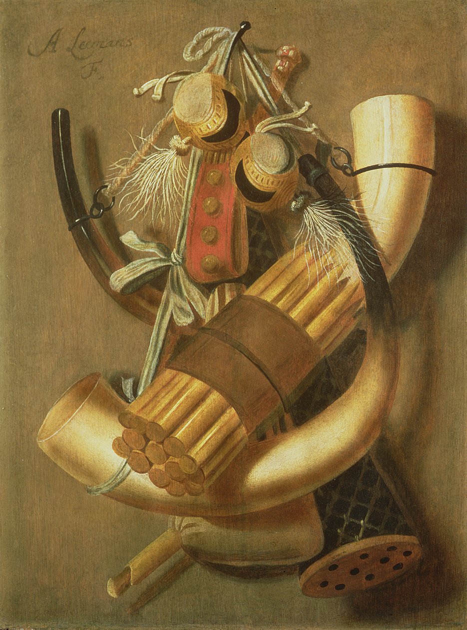 Naturaleza muerta de accesorios de caza de Antonius Leemans