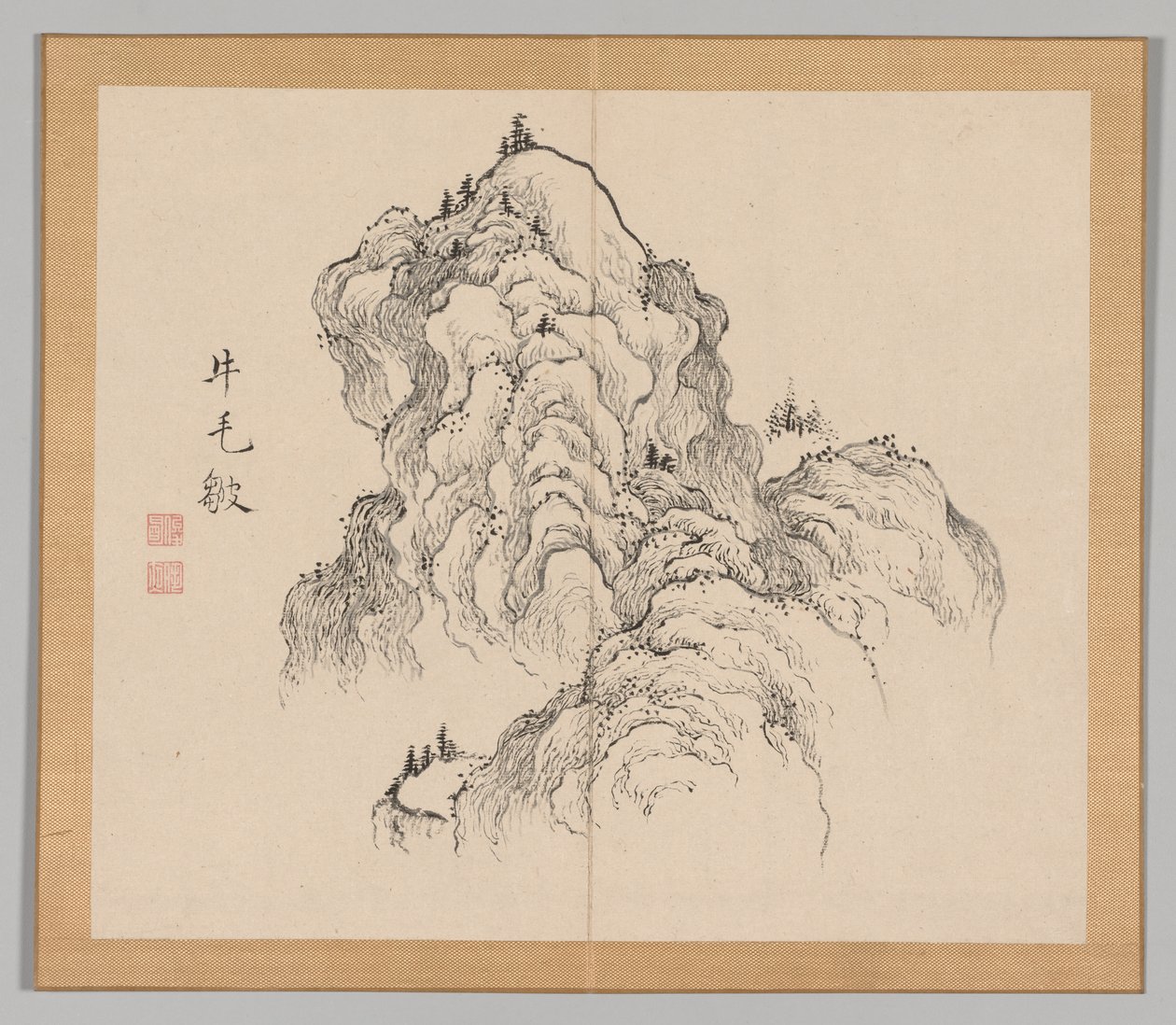 Álbum doble de estudios de paisajes después de Ikeno Taiga, Volumen 1 hoja 16, siglo XVIII de Aoki Shukuya