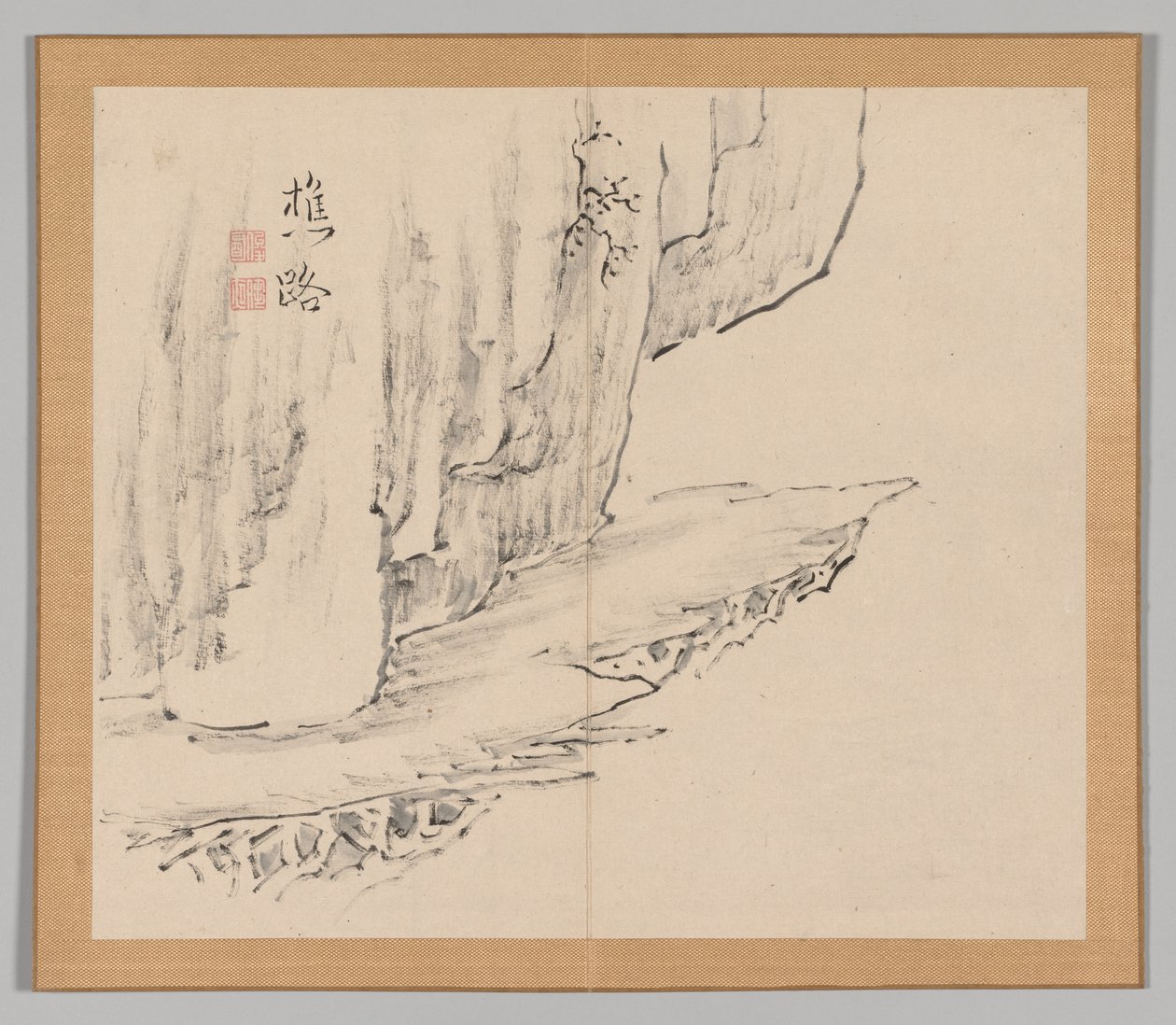 Álbum Doble de Estudios de Paisaje después de Ikeno Taiga, Volumen 1 hoja 31, siglo XVIII de Aoki Shukuya