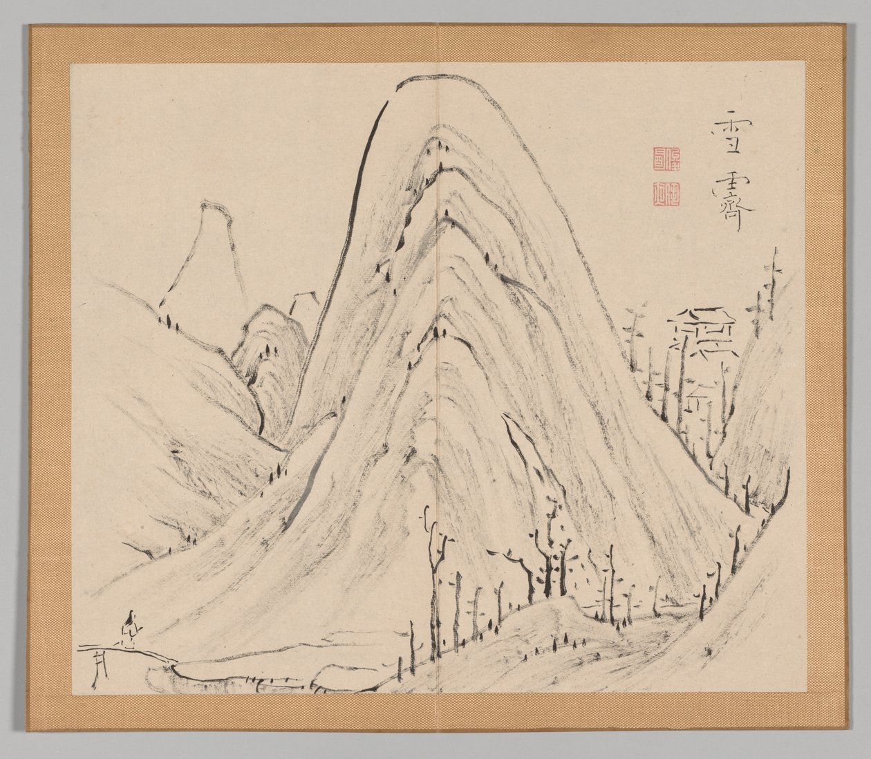 Doble álbum de estudios de paisajes después de Ikeno Taiga, Volumen 1 hoja 33, siglo XVIII de Aoki Shukuya