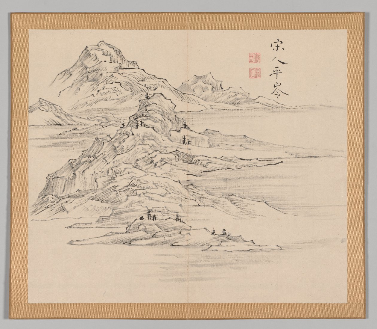 Álbum doble de estudios de paisajes después de Ikeno Taiga, Volumen 1 hoja 35, siglo XVIII de Aoki Shukuya