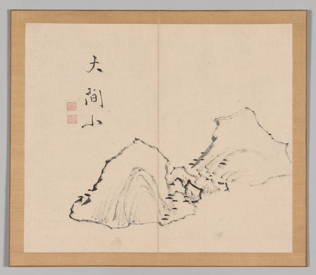 Doble Álbum de Estudios de Paisaje después de Ikeno Taiga, Volumen 1 hoja 6, siglo XVIII de Aoki Shukuya