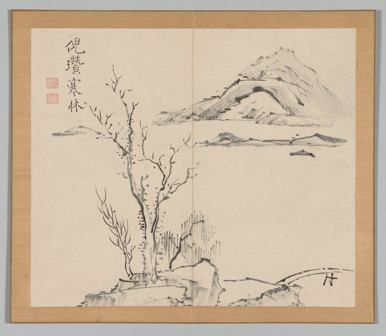 Álbum doble de estudios de paisajes después de Ikeno Taiga, Volumen 2 hoja 11, siglo XVIII de Aoki Shukuya