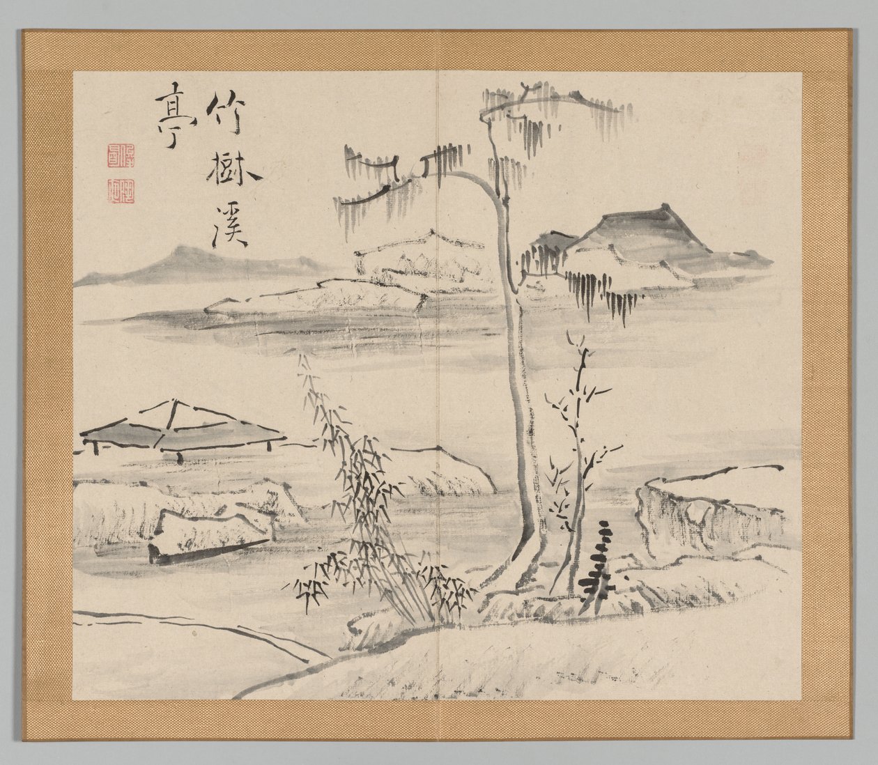 Álbum doble de estudios de paisajes después de Ikeno Taiga, Volumen 2 hoja 24, siglo XVIII de Aoki Shukuya