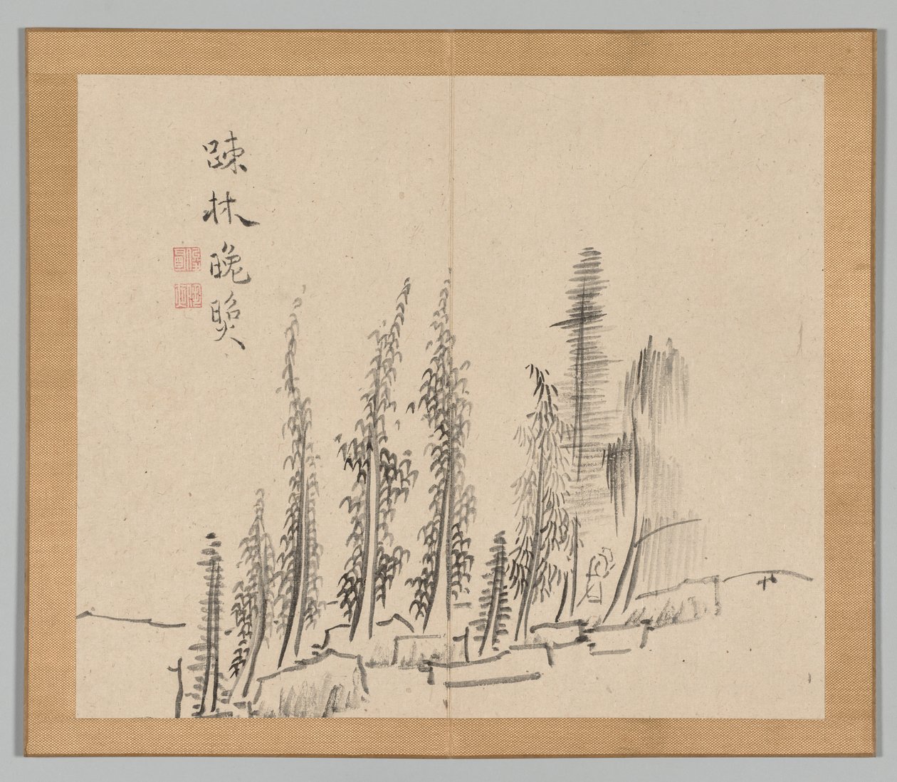 Álbum Doble de Estudios de Paisajes después de Ikeno Taiga, Volumen 2 hoja 30, siglo XVIII de Aoki Shukuya