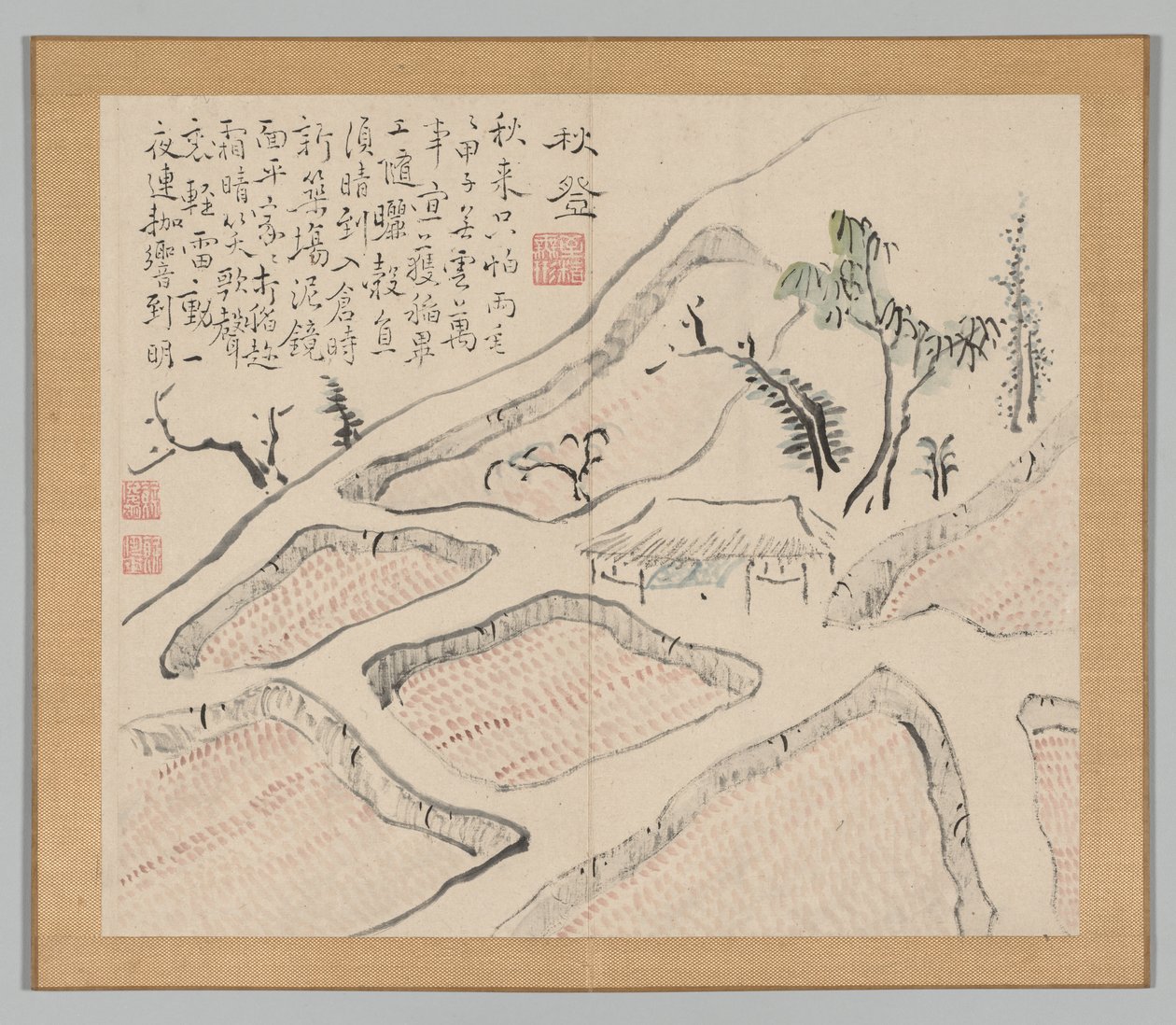 Álbum doble de estudios de paisajes después de Ikeno Taiga, Volumen 2 hoja 35, siglo XVIII de Aoki Shukuya