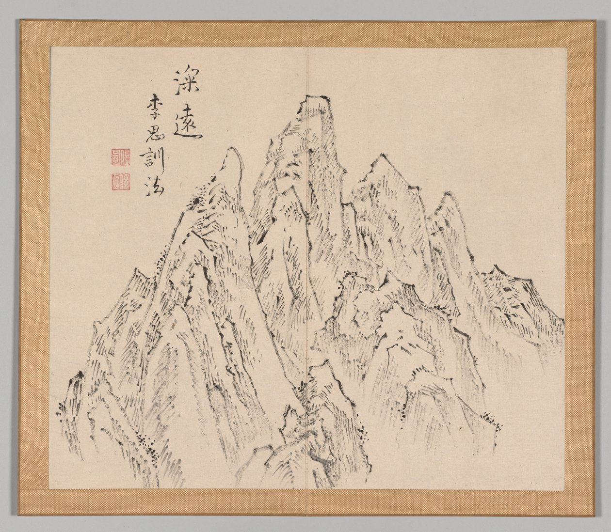 Álbum doble de estudios de paisajes después de Ikeno Taiga, Volumen 2 hoja 6, siglo XVIII de Aoki Shukuya