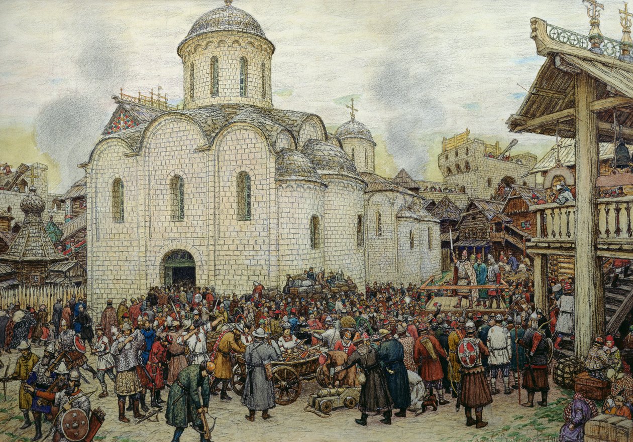 La defensa de la ciudad, 1918 de Apollinari Mikhailovich Vasnetsov