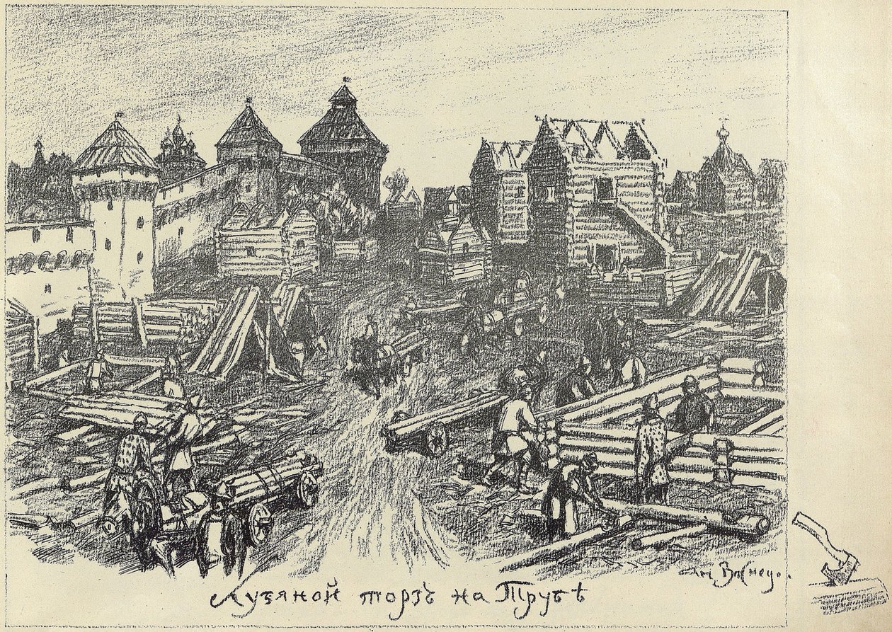 Mercado de Madera Lubyanoi en la Plaza Trubnaya en Moscú, Principios de 1920s de Apollinari Mikhailovich Vasnetsov