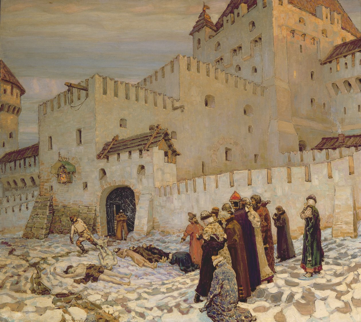 El campo de batalla (Reconstrucción del Viejo Moscú) de Apollinari Mikhailovich Vasnetsov
