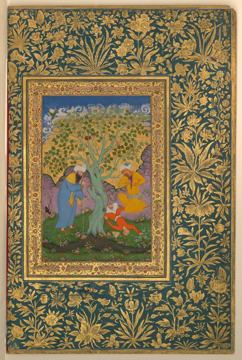 Aqa Riza, Un joven caído de un árbol, Folio del Álbum Shah Jahan de Aqa Riza