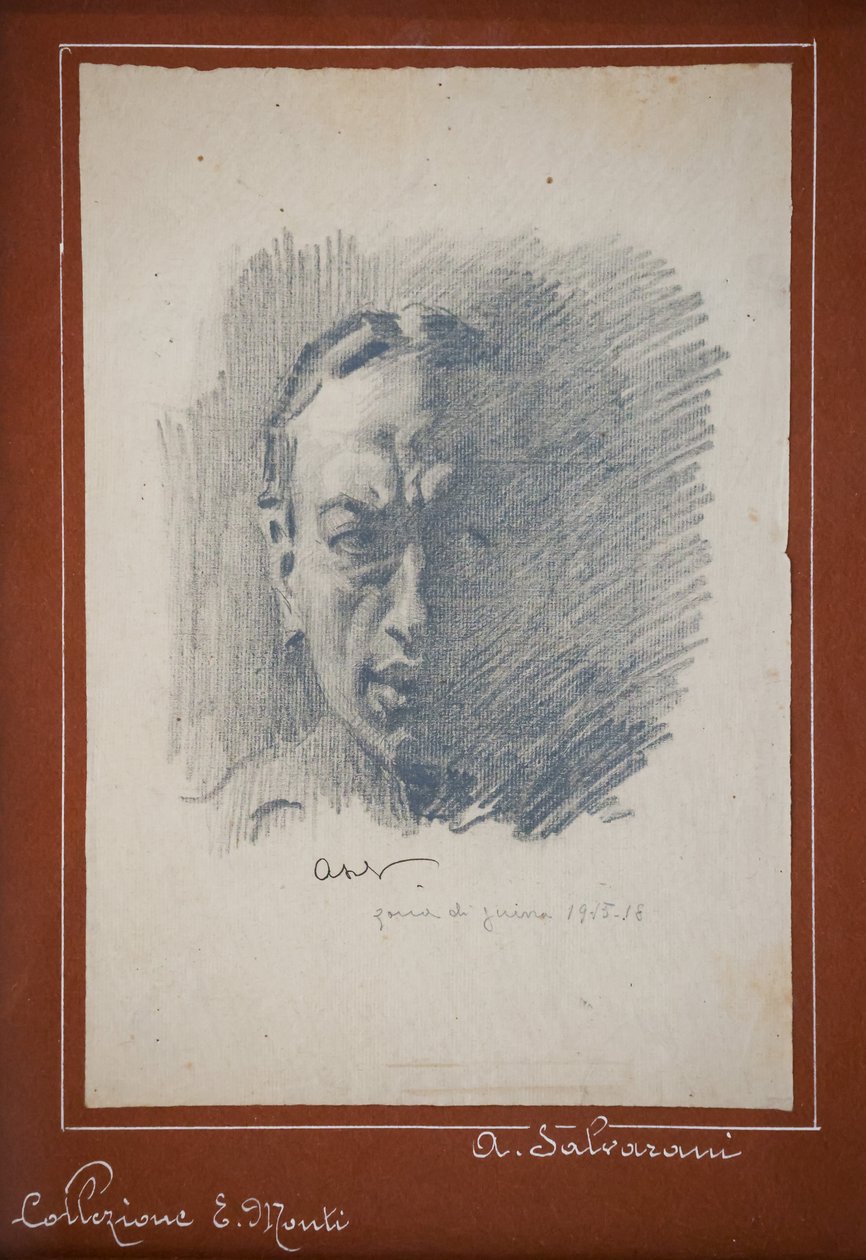 Autorretrato (lápiz sobre papel) de Arcangelo Salvarani