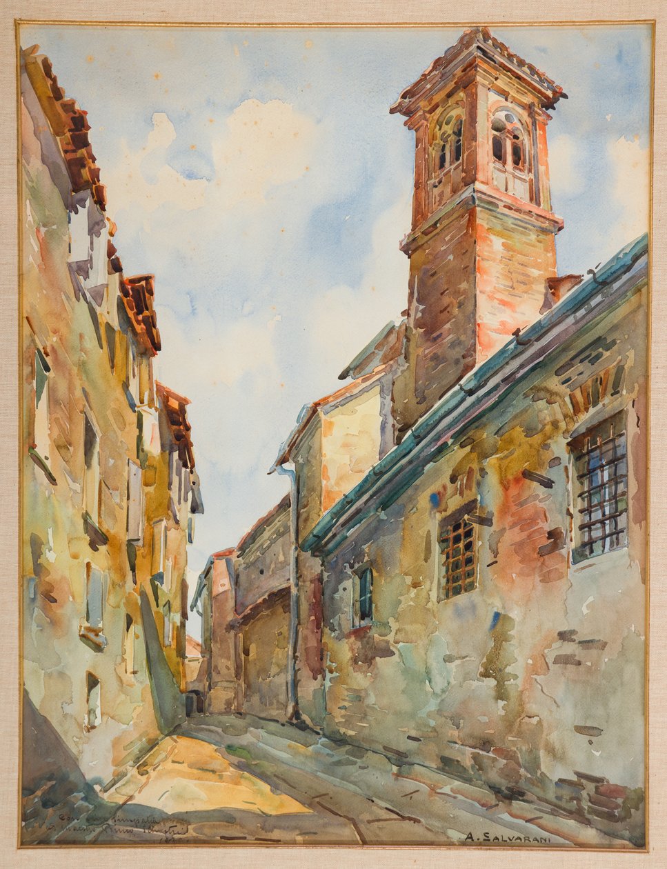 Iglesia de San Pablo en Módena (acuarela sobre papel) de Arcangelo Salvarani