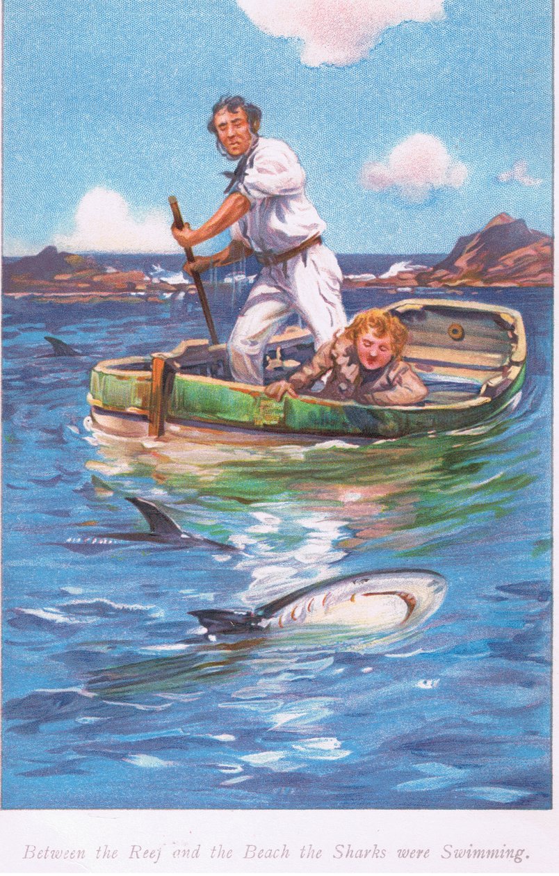 Entre el arrecife y la playa nadaban los tiburones, 1900s de Archibald Webb