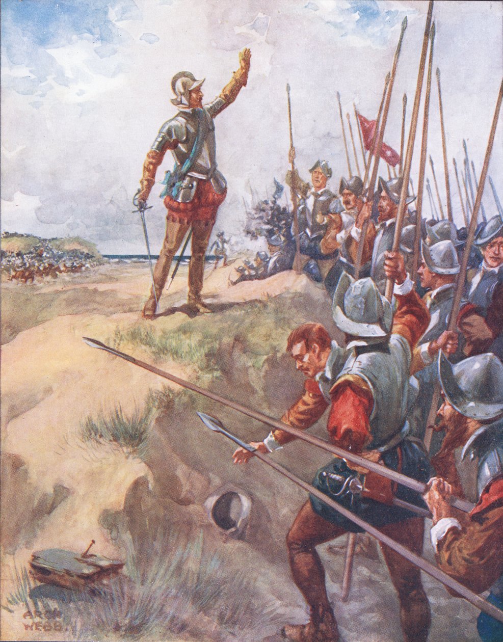 Seré el hombre más valiente en la pelea, ilustración de Baladas de Luchas Famosas, c.1900 de Archibald Webb