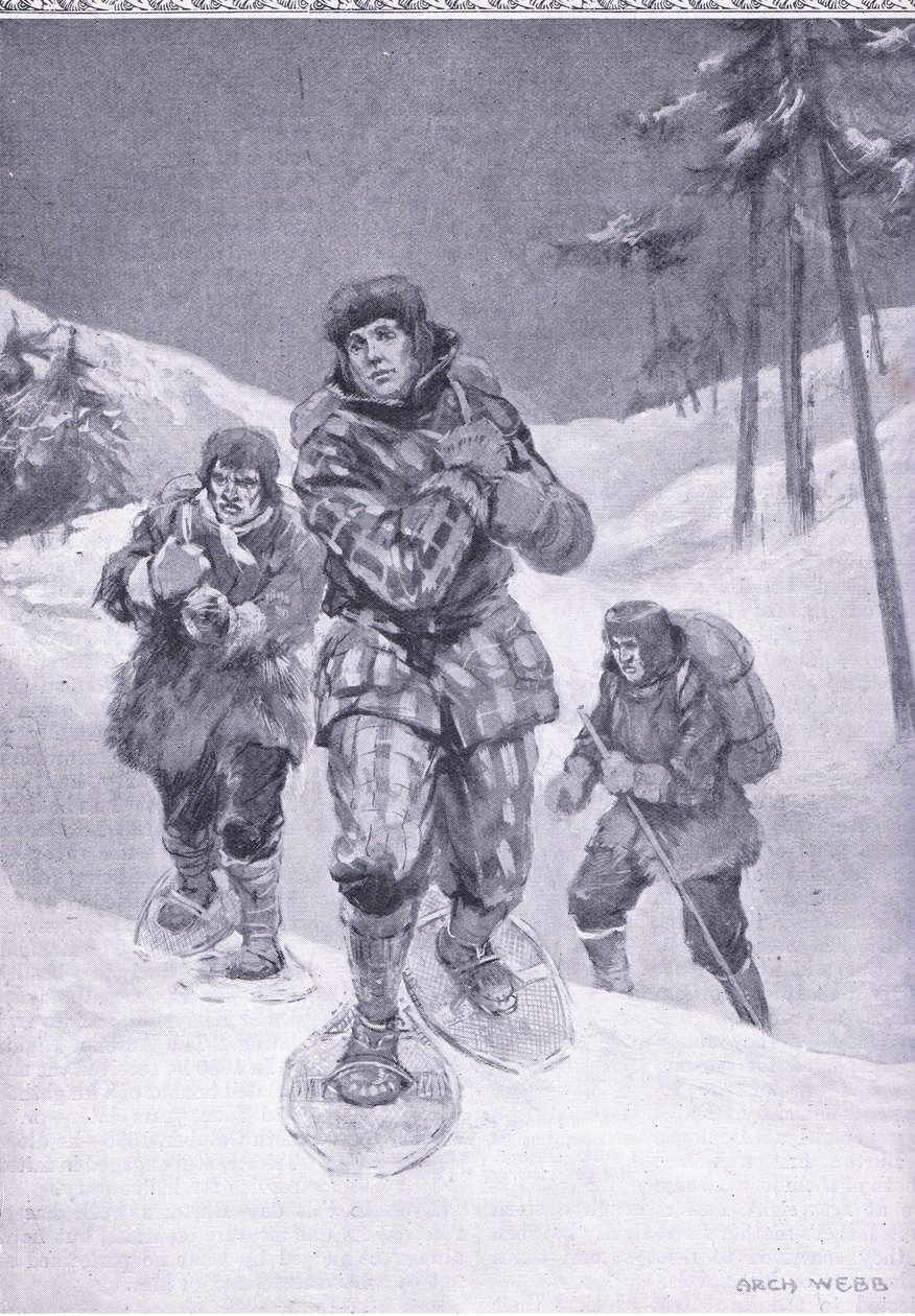 A través de desiertos sin caminos hacia Labrador (Donald Smith) (ilustración de Cassells Romance of Famous Lives, c.1940) de Archibald Webb