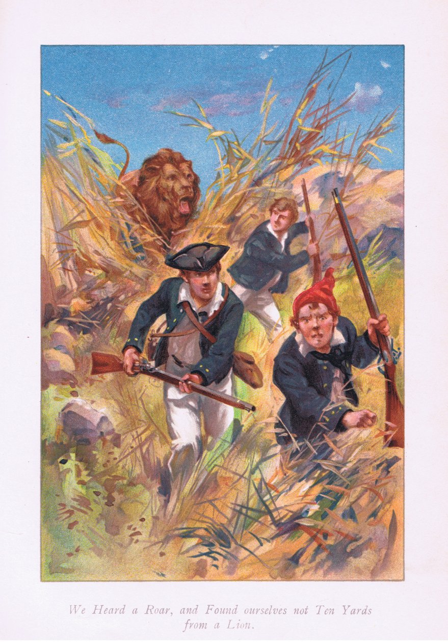 Oímos un rugido y nos encontramos a menos de diez metros de un león, 1900s de Archibald Webb