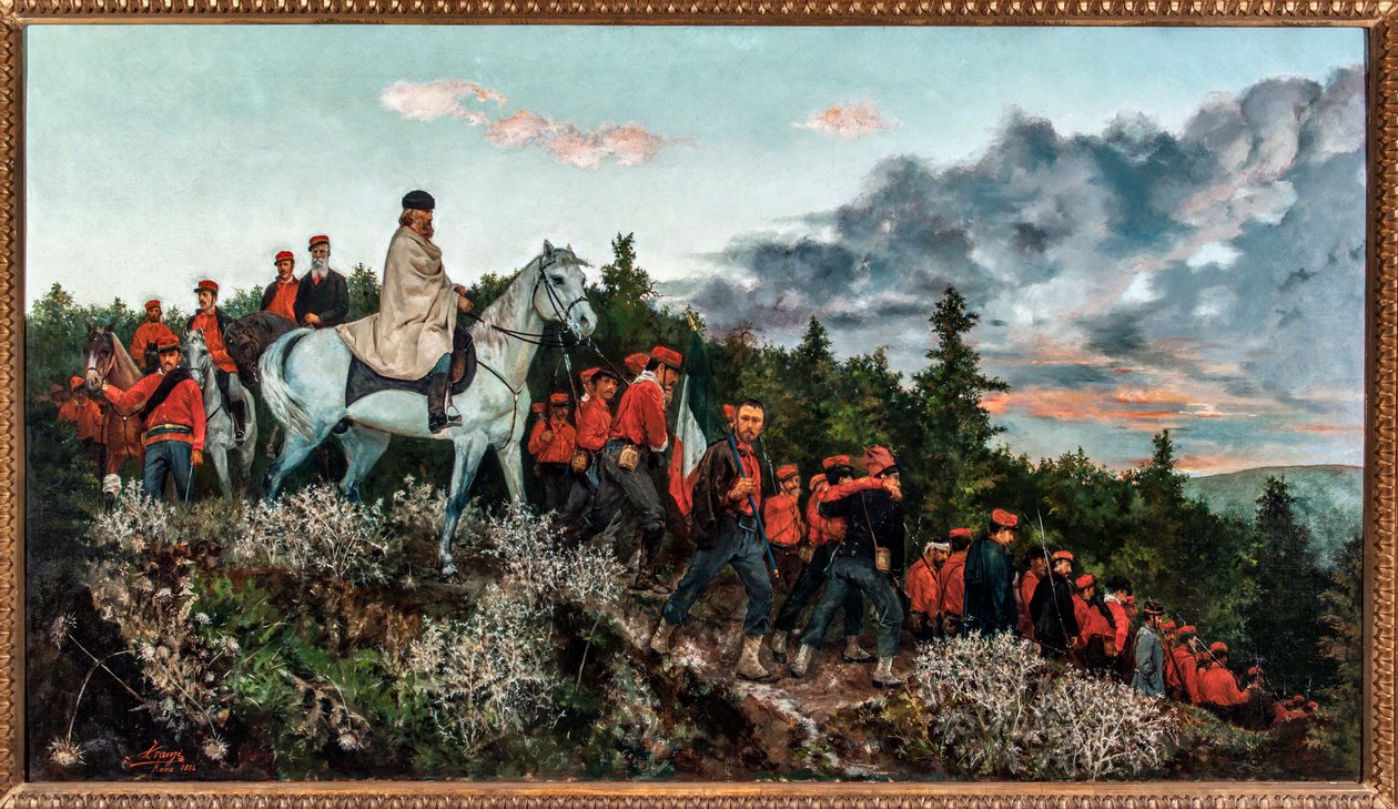 La batalla de Mentana librada el 3 de noviembre de 1867 (óleo sobre lienzo de Archimede Tranzi