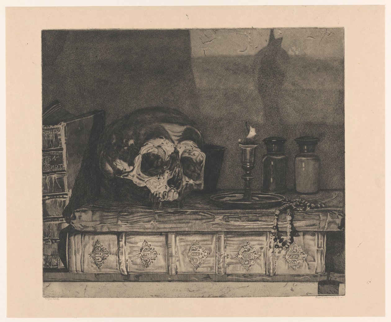 Bodegón con calavera de Arend Hendriks (signed by artist)