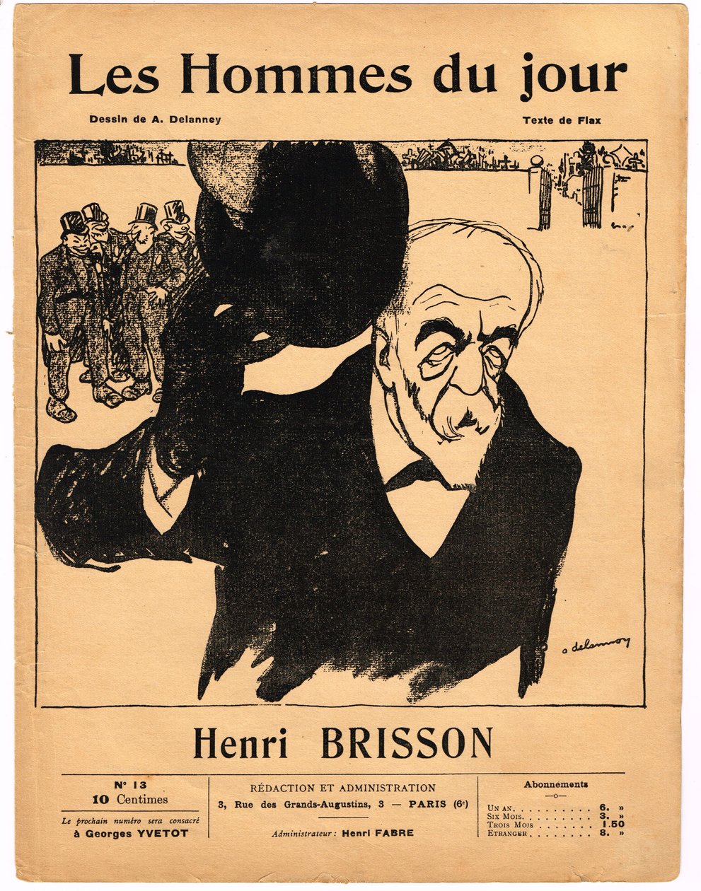 Portada de “Les Hommes du jour”, Satírico en N & B de Aristide Delannoy