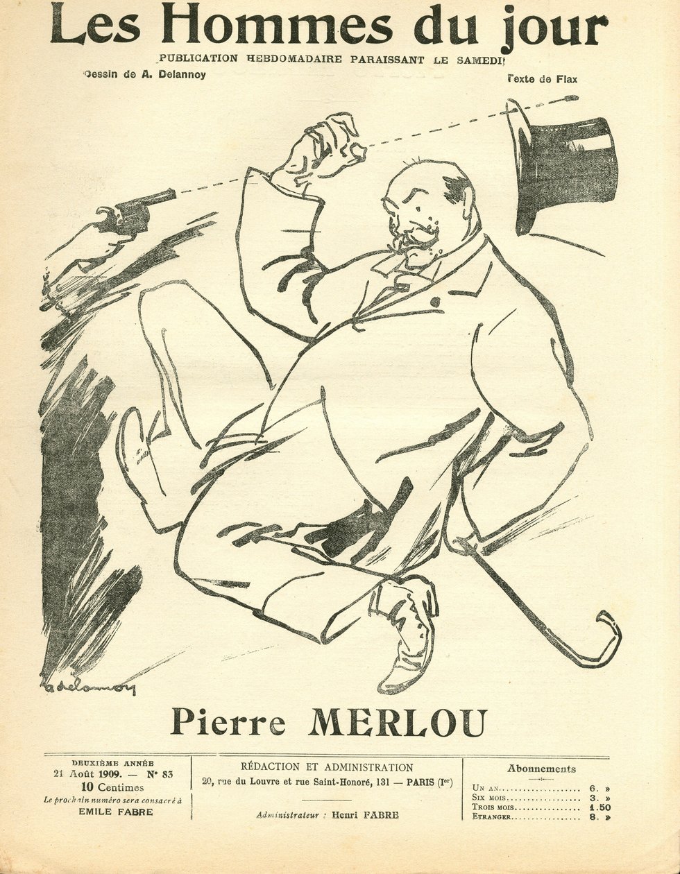 Portada de "Les Hommes du jour", Satírico en N & B de Aristide Delannoy