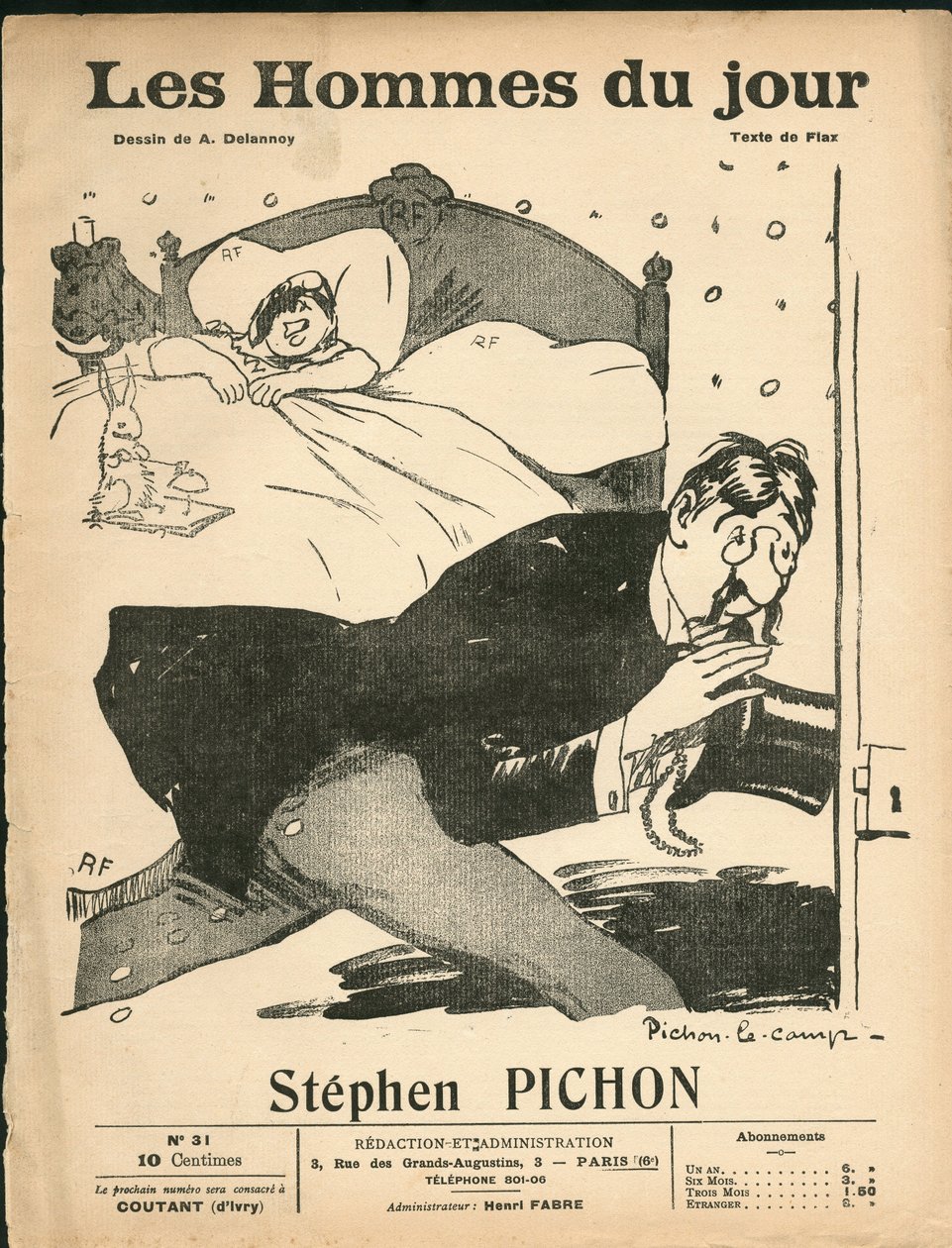 Portada de The Men of the Day, circa 1905 - Ilustración de Aristide Delannoy (1874-1911): Dormitorio - Marianne, Pichon Stephen (1857-1933) de Aristide Delannoy