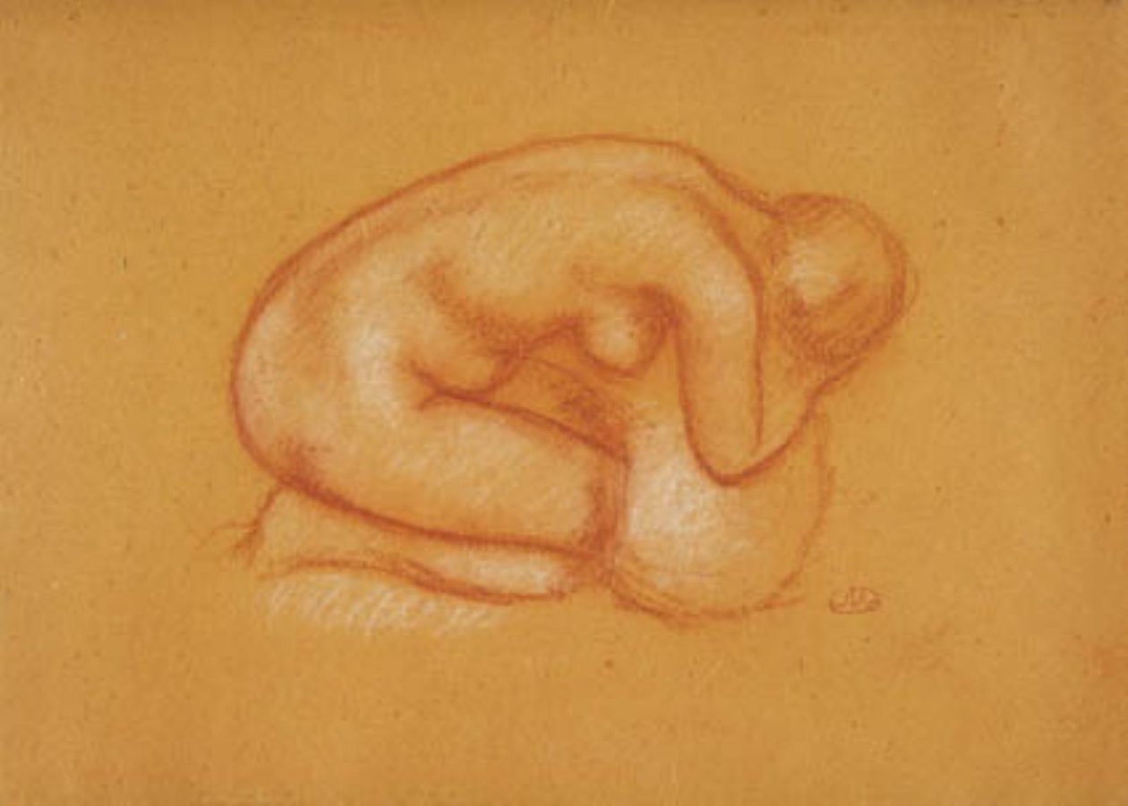Modelo arrodillado con la cabeza descansando en las manos, mirando hacia la derecha de Aristide Maillol