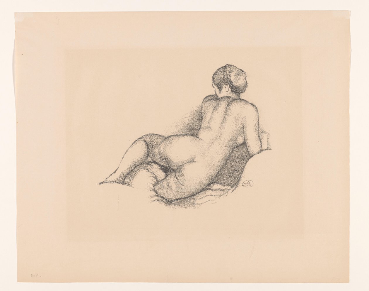 Desnudo femenino, visto de espaldas Dina, sur son coude droit (título original) de Aristide Maillol