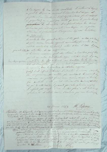 Carta describiendo los experimentos de Fizeau para determinar la velocidad de la luz de Armand Hippolyte Louis Fizeau