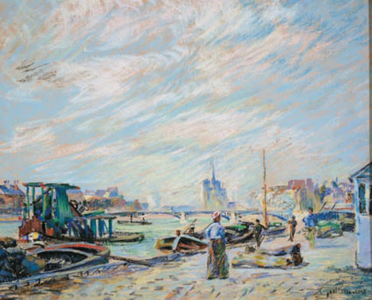 Vista sobre Quai Sully, ahora llamado Quai Henri IV, con Notre Dame al fondo de Armand Guillaumin