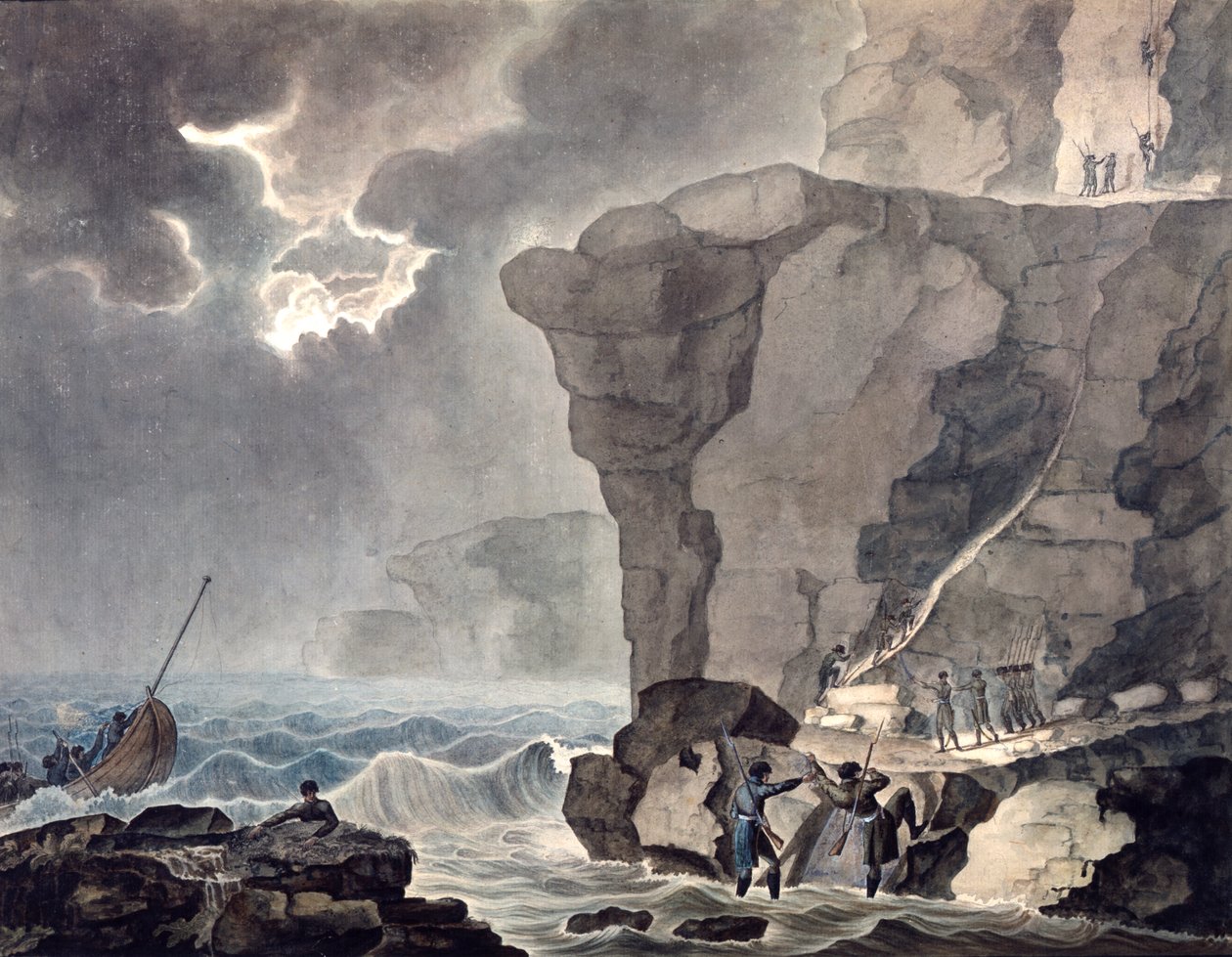 Desembarco de los conspiradores en el acantilado de Biville, 1771-1847 de Armand Jules Marie Heraclius de Polignac