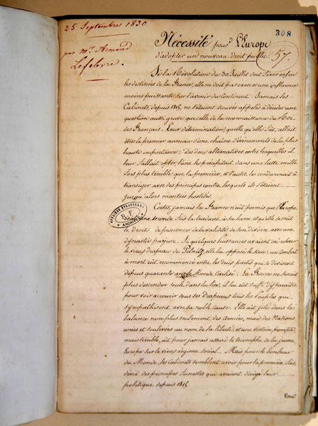 Memorándum sobre la necesidad de que Europa adopte una nueva ley pública de Armand Lefebvre