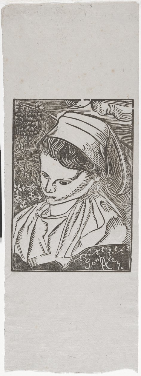 Bretonne de Pont-Aven (Mujer bretona de Pont-Aven) c.1896 (xilografía) de Armand Séguin