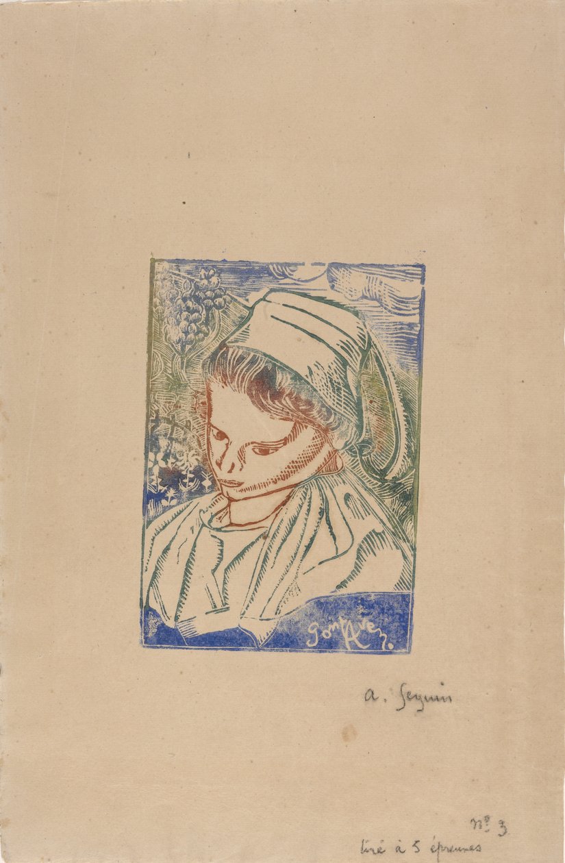 Bretonne de Pont-Aven (Mujer bretona de Pont-Aven) c.1896 (xilografía coloreada a la poupee) de Armand Séguin