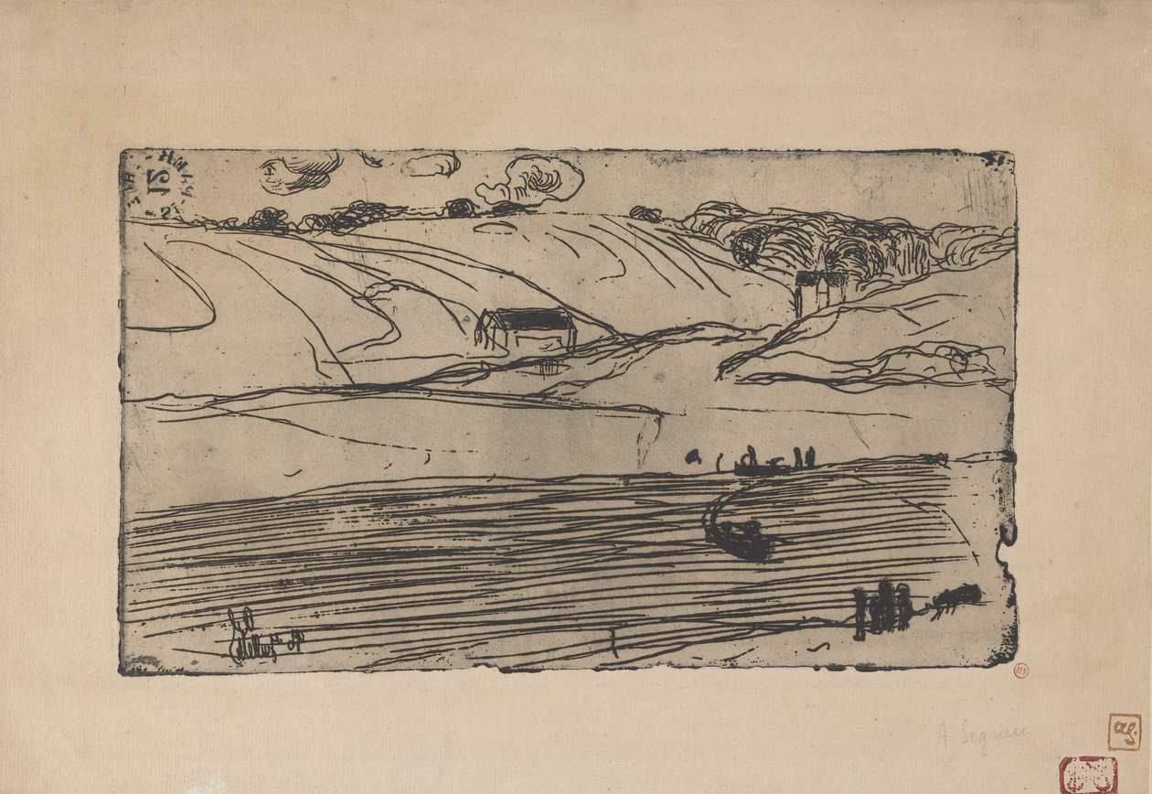 La Peche (Pesca) 1893 (aguafuerte y ruleta) de Armand Séguin