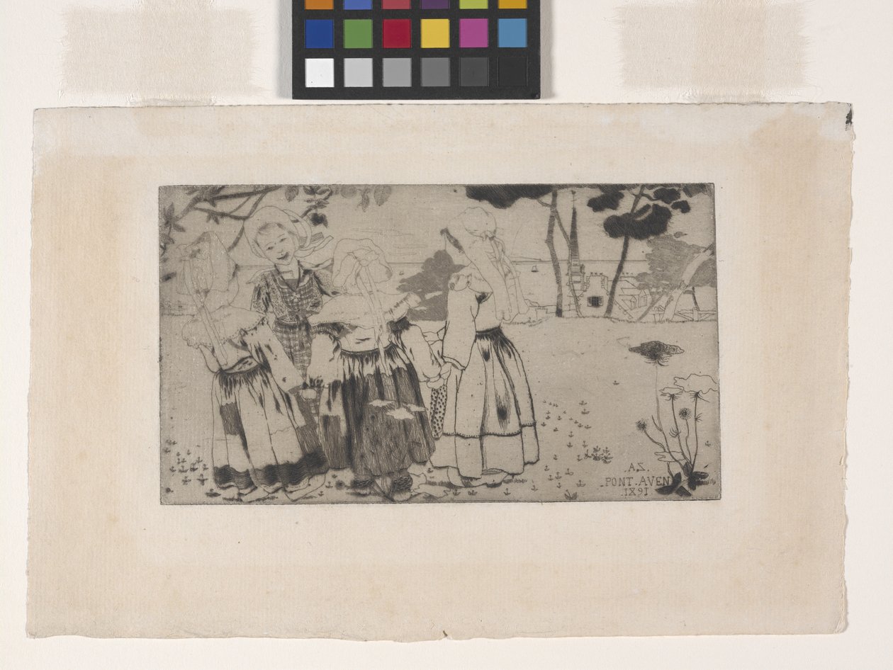 La Ronde De Pont-Aven (El baile de Pont-Aven) (aguafuerte, aguatinta y punta seca) de Armand Séguin