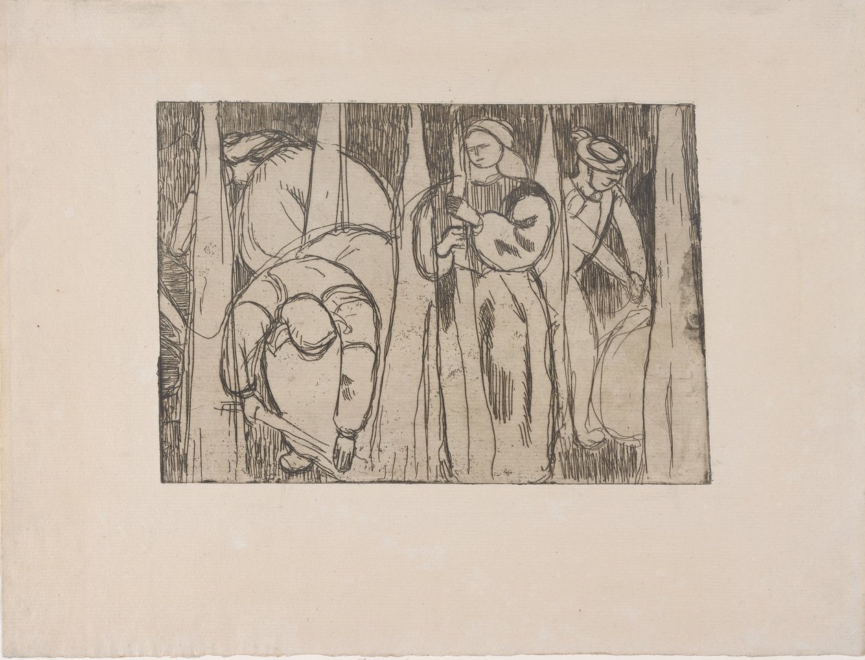 Les Rouisseuses (Las Recolectoras de Lino) 1893 (aguafuerte) de Armand Séguin