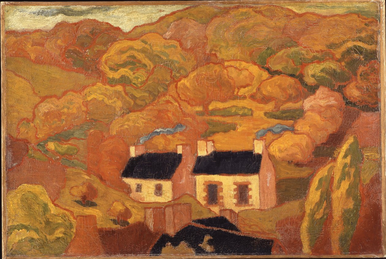 Two Thatched Cottages c.1893-94 (óleo sobre lienzo) de Armand Séguin