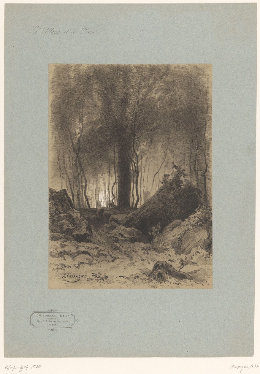 Vista del bosque con rocas Paisajes con pueblos y bosques (título de la serie) Le village et les bois (título de la serie sobre el objeto) de Armand Theophile Cassagne
