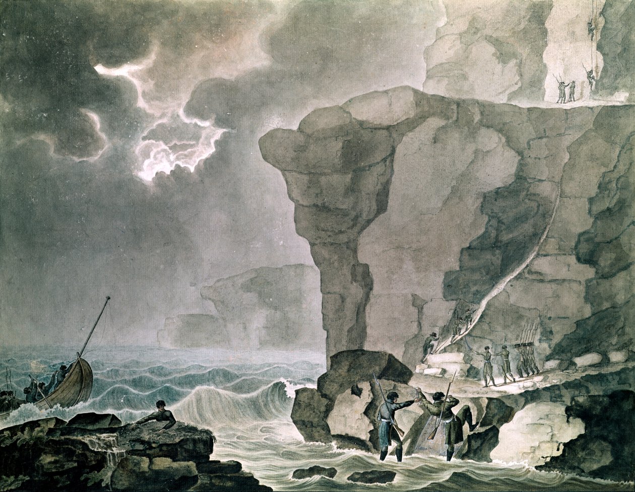 Desembarco de los conspiradores en el asunto Cadoudal en el acantilado de Biville cerca de Dieppe, 16 de enero de 1804 de Armand de Polignac