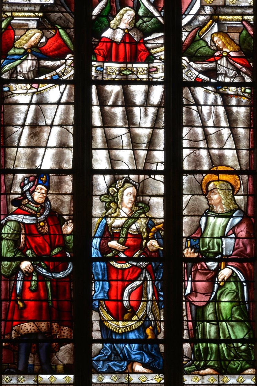 El profeta Daniel, Sibila Cimeria y San Mateo el Evangelista - Vidriera de la capilla Saint Louis, Arnaud de Moles (1470-1520) completada en 1513 - Catedral Sainte Marie d