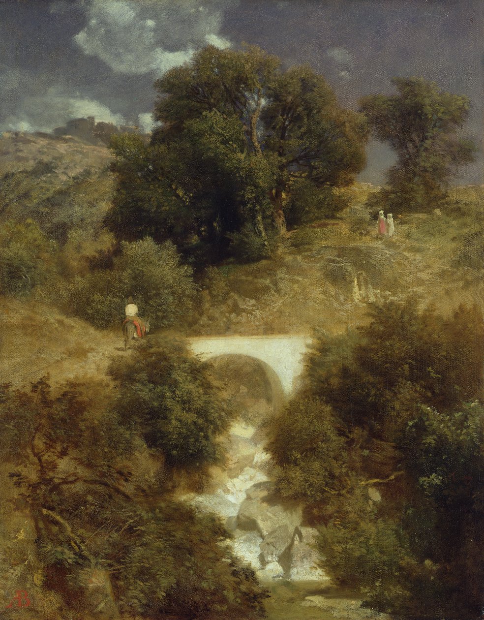 Paisaje romano con un puente de Arnold Böcklin