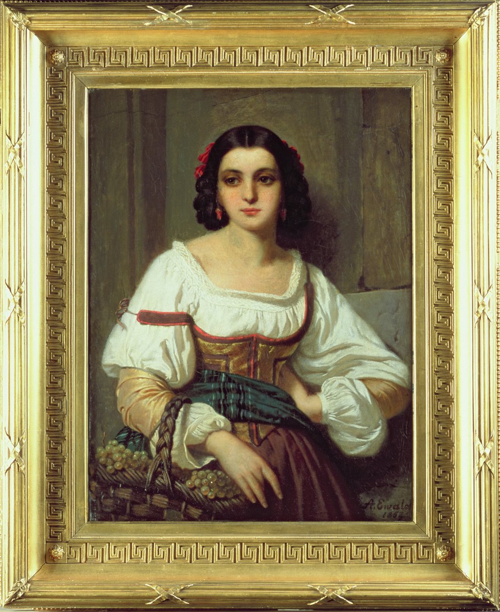 Mujer Italiana con Cesta de Uvas, 1862 de Arnold Ferdinand Ewald