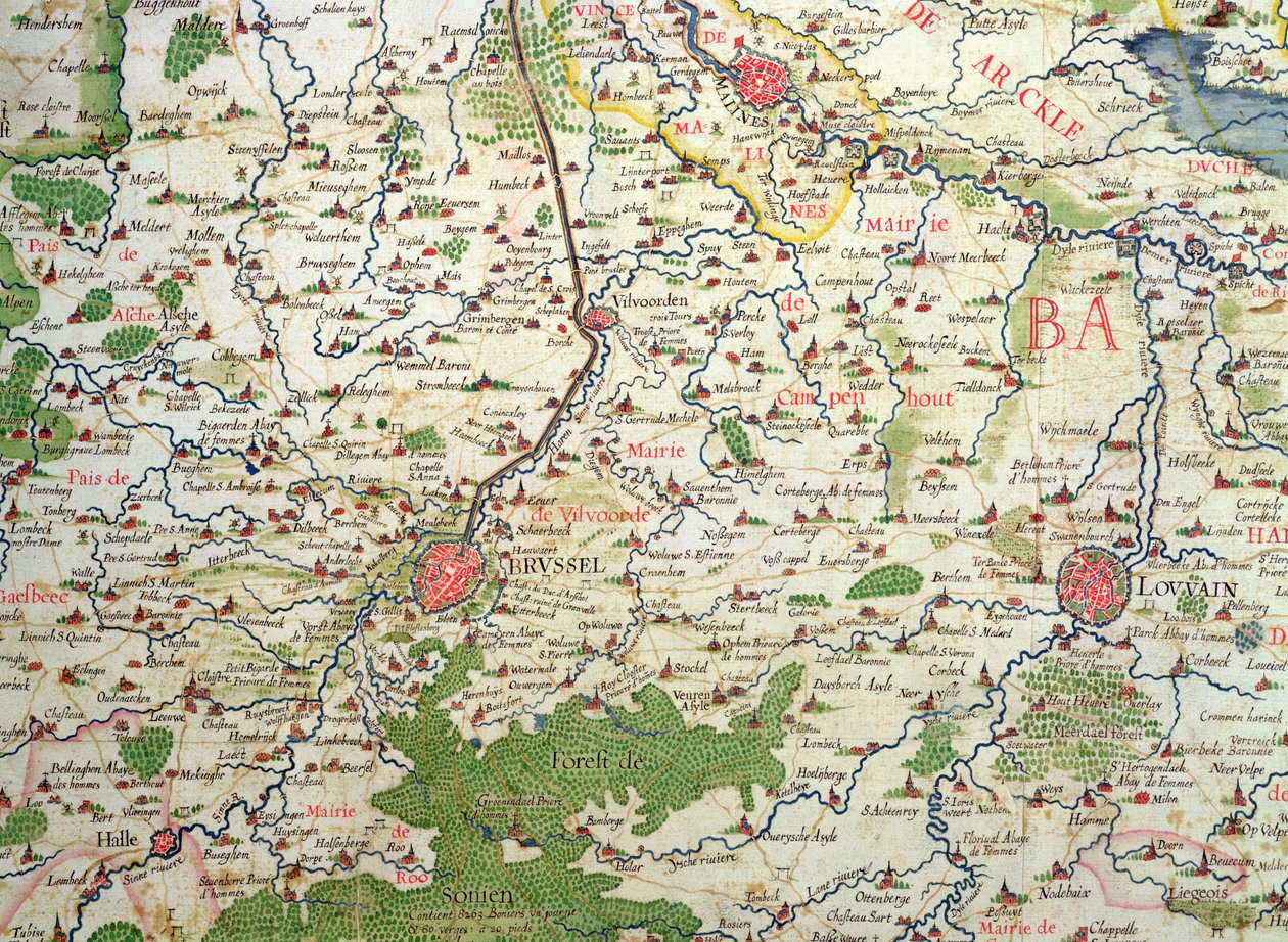 Mapa de Bélgica en la época de la Guerra de los Treinta Años (1618-48), del 