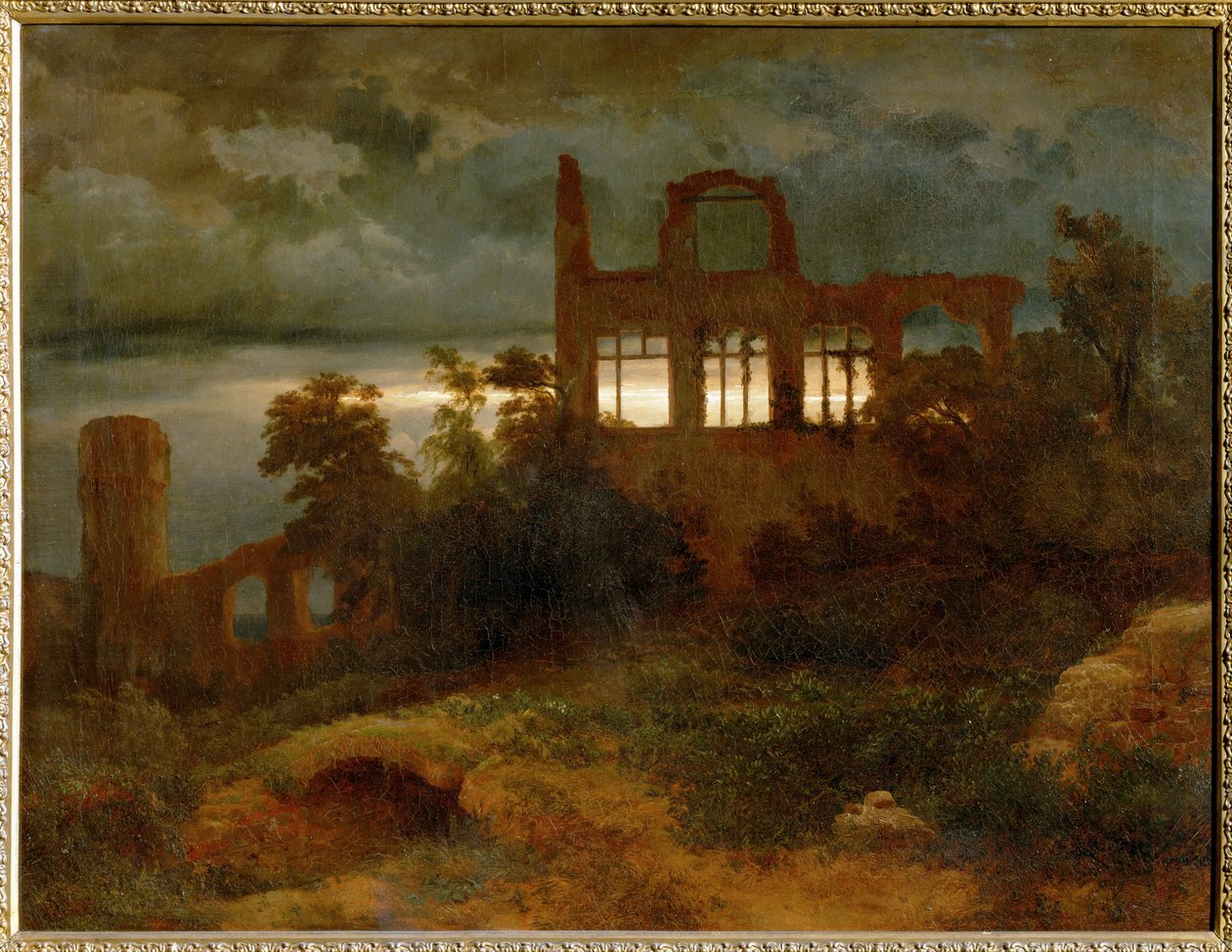 Burgruine - Ruinas de un castillo ... (pintura sobre lienzo) de Arnold Böcklin